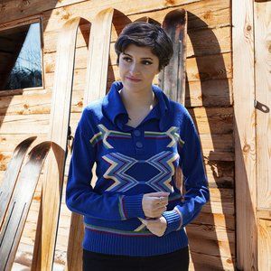 Vintage Blue Pullover 1970s Sweater